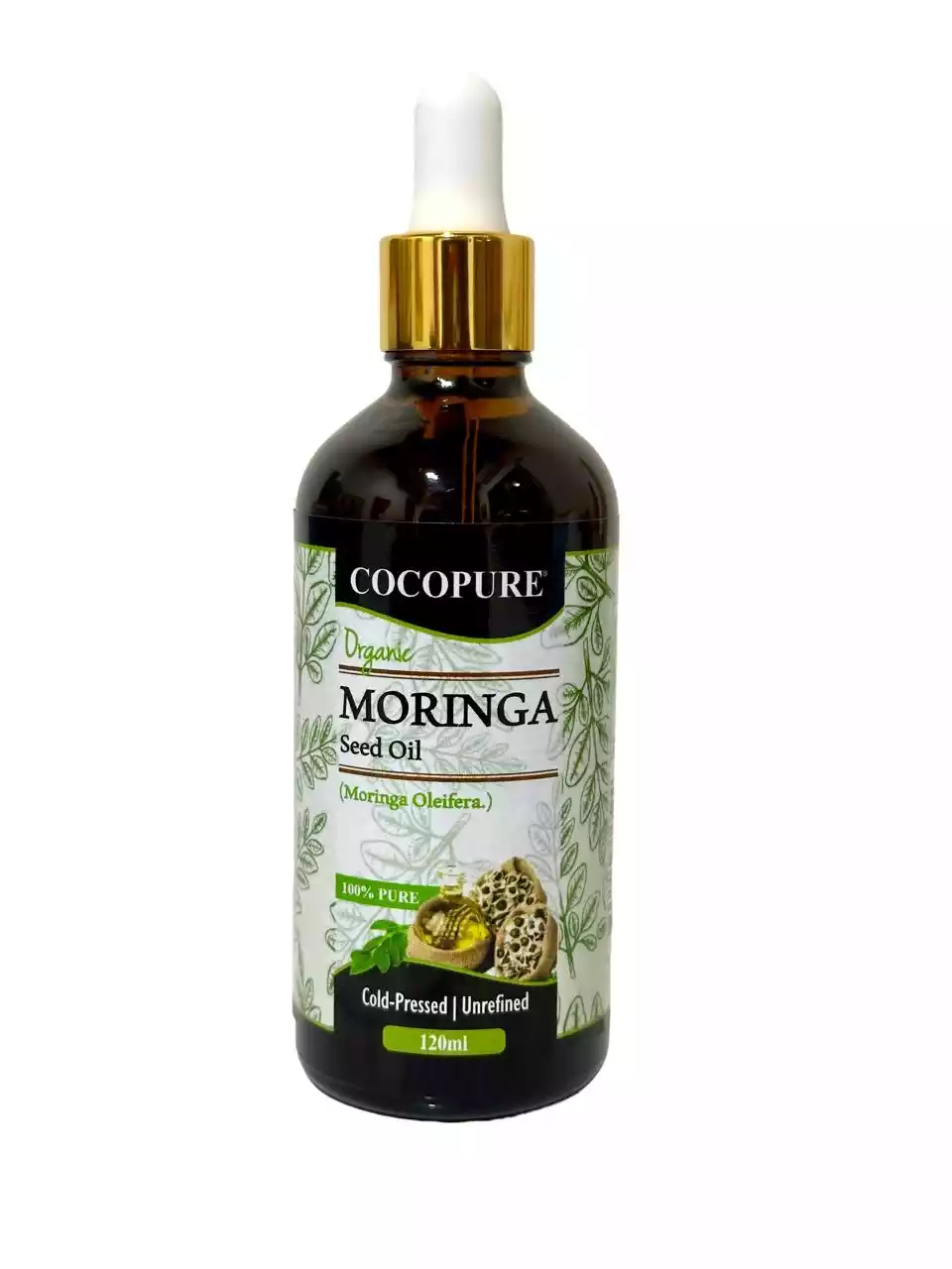 CocoPure cold pressed moringa oil 100ml, pure moringa oleifera oil for skin and hair Kenya